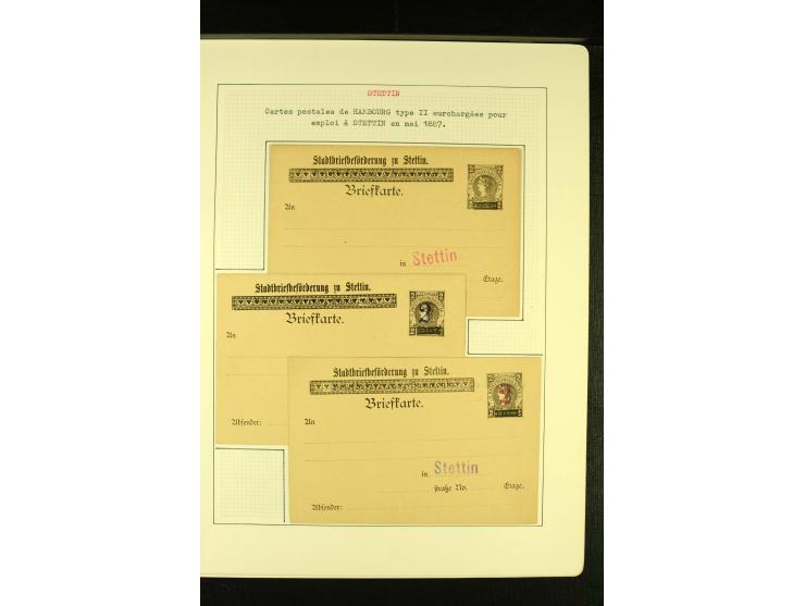 STETTIN Stadtbrief-Beförderung 1887, schöne vorwiegend ungebrauchte Sammlung mit einigen Ganzsachen, gute Erhaltung