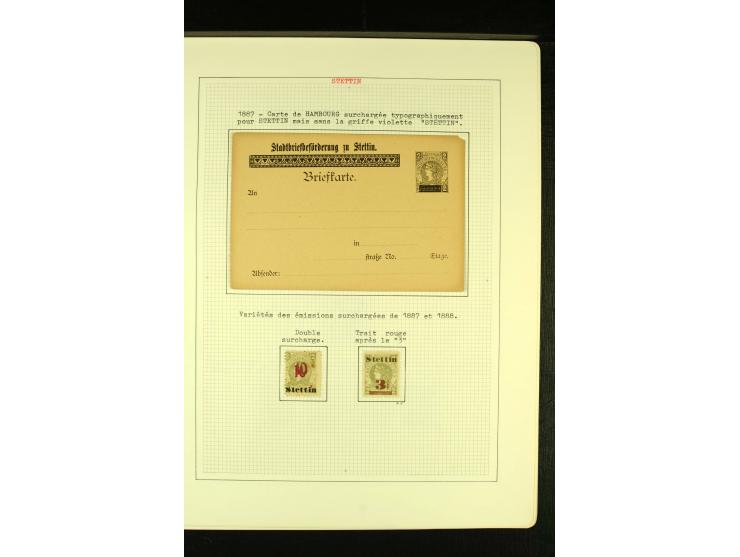 STETTIN Stadtbrief-Beförderung 1887, schöne vorwiegend ungebrauchte Sammlung mit einigen Ganzsachen, gute Erhaltung