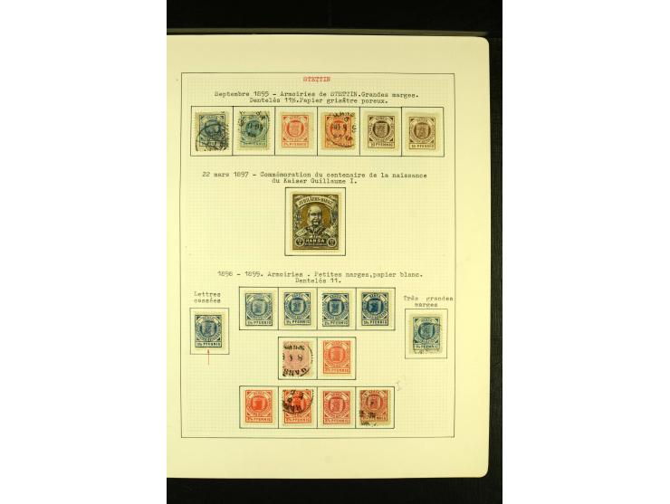 STETTIN Privatstadtbriefbeförderung Courier 1895/98, ungebrauchte und gestempelte Sammlung mit drei Ganzsachen, gute Erhaltun