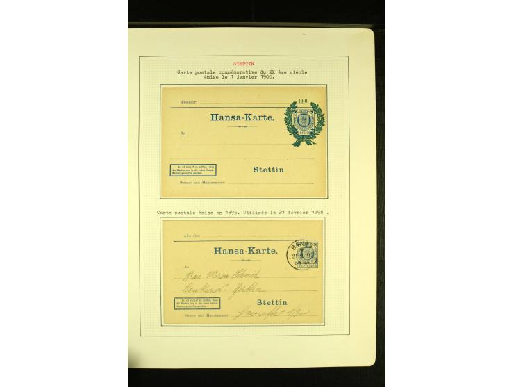 STETTIN Privatstadtbriefbeförderung Courier 1895/98, ungebrauchte und gestempelte Sammlung mit drei Ganzsachen, gute Erhaltun