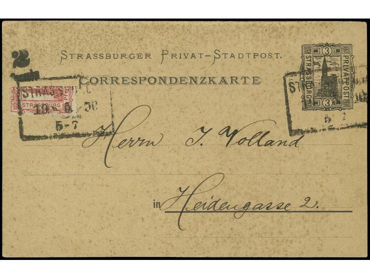 Ganzsachenkarte 3 Pfg. und halbierte 2 Pfg. karminrosa mit nebengesetzem Zudruck "2 Pfennig", sauber mit Ra3 entwertet, etwas