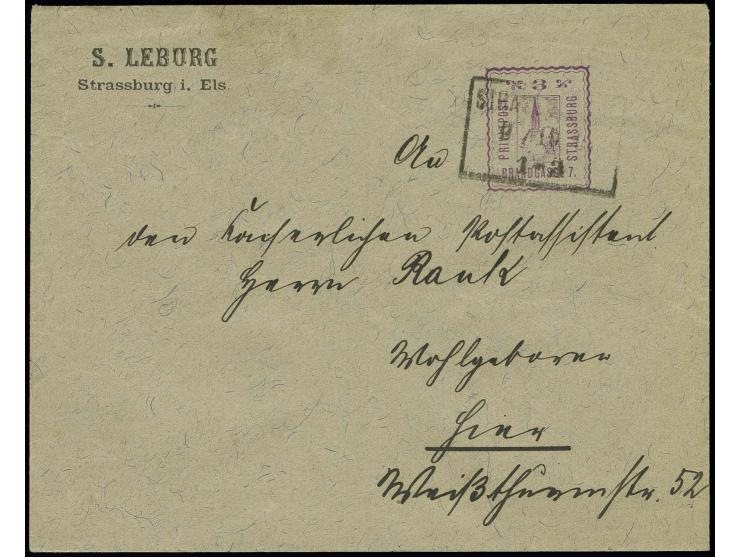 1894, Münsterzeichnung in anderer Type 3 Pfg. violett, Handstempelabdruck auf gelaufenem Umschlag, senkrecht einmal gefaltet,