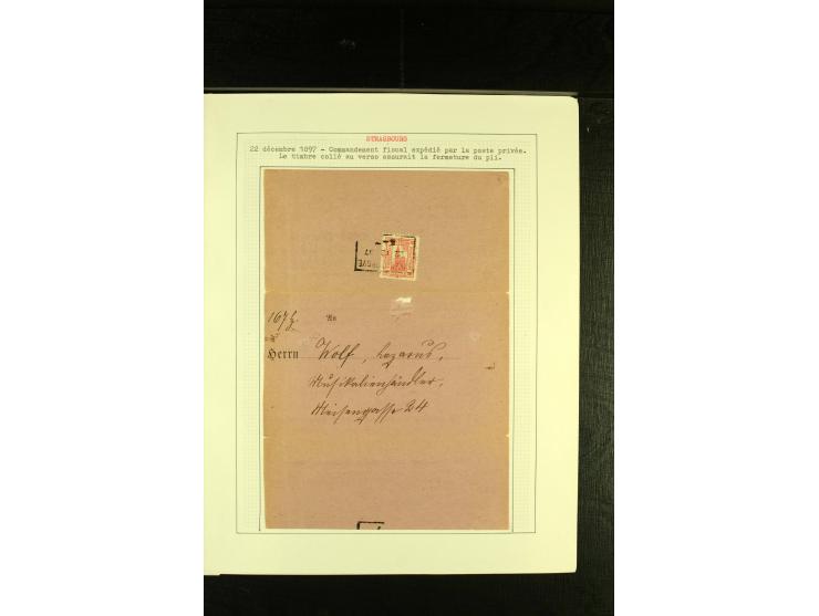 1889/98, interessante Sammlung von 9 Briefen ex Mi.-Nr. 41-53, dabei eine Ganzsachenkarte mit der Reichspost nach Paris beför
