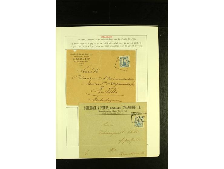 1889/98, interessante Sammlung von 9 Briefen ex Mi.-Nr. 41-53, dabei eine Ganzsachenkarte mit der Reichspost nach Paris beför