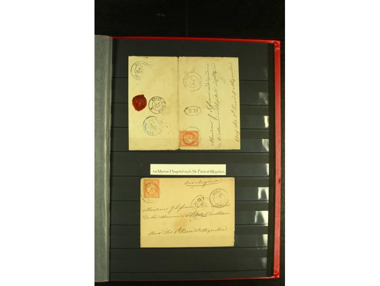1849/72, gestempelte Sammlung mit u.a. Mi.-Nr. 7 (2 in Nuancen), viele interessante Briefe und Karten mit u.a. Mi.-Nr. 7 auf 