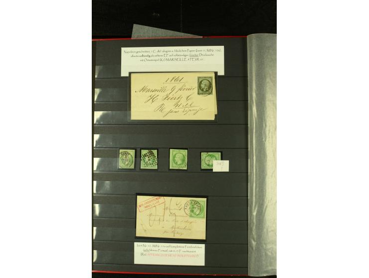1849/72, gestempelte Sammlung mit u.a. Mi.-Nr. 7 (2 in Nuancen), viele interessante Briefe und Karten mit u.a. Mi.-Nr. 7 auf 