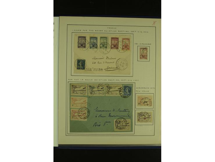 1922/38, Flugmeetings 16 Belege mit Flugereignismarken, teils kpl. Serien, gezähnt, geschnitten, mit Aufdrucken etc.