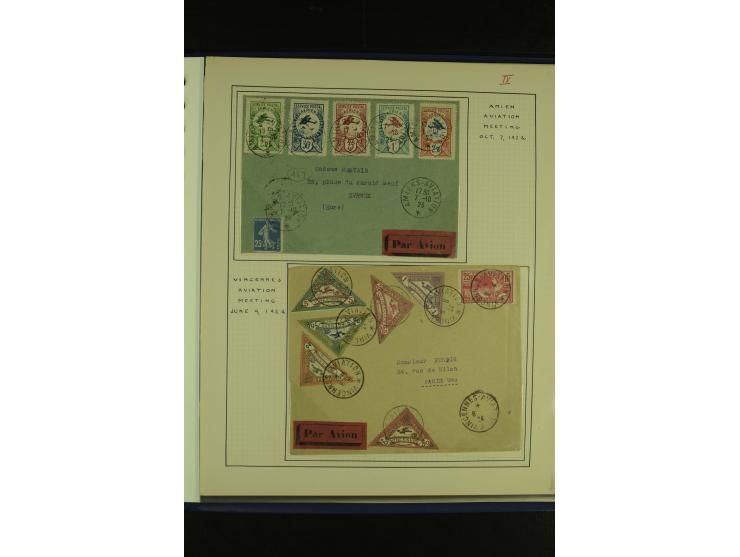 1922/38, Flugmeetings 16 Belege mit Flugereignismarken, teils kpl. Serien, gezähnt, geschnitten, mit Aufdrucken etc.