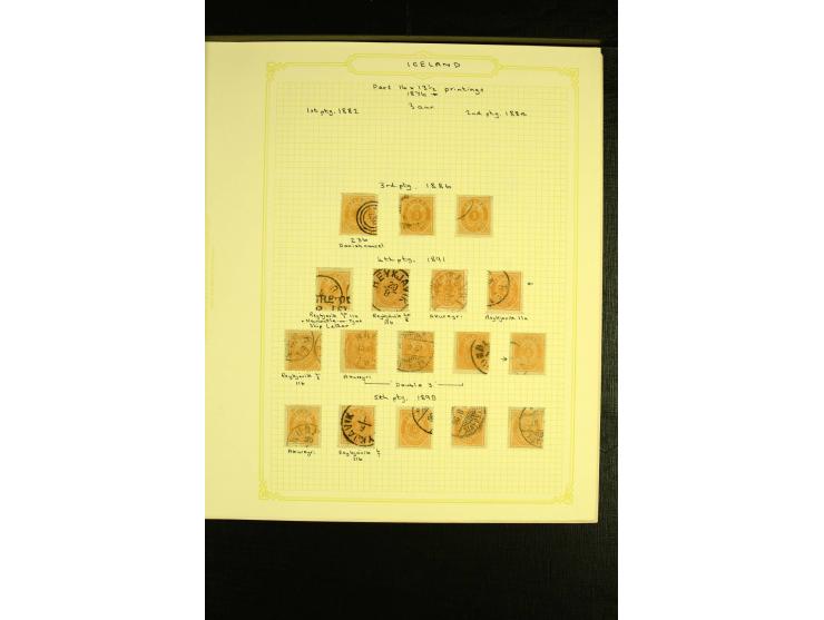 1876/1901, ungebrauchte und gestempelte Spezialsammlung AUR auf 9 selbstgestalteten Albenblättern, dabei verschiedene Zähnung