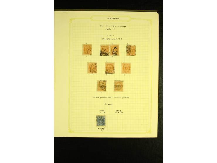1876/1901, ungebrauchte und gestempelte Spezialsammlung AUR auf 9 selbstgestalteten Albenblättern, dabei verschiedene Zähnung