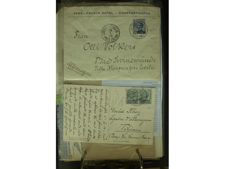 NEBENGEBIETE: 1870/1960 (ca.), Partie Briefe, Karten und Ganzsachen, dabei Auslandspostämter (u.a. R-Brief von Janina), Fiume