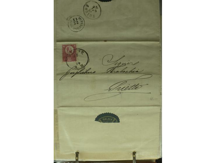 NEBENGEBIETE: 1870/1960 (ca.), Partie Briefe, Karten und Ganzsachen, dabei Auslandspostämter (u.a. R-Brief von Janina), Fiume