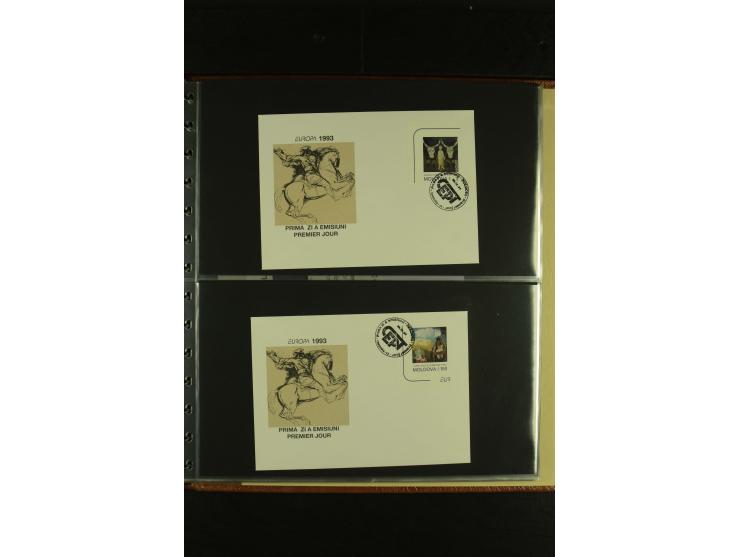 1993, CEPT, kleine Spezialsammlung mit unzerteiltem Doppelbogen, ungezähnten Zusammendrucken etc.
