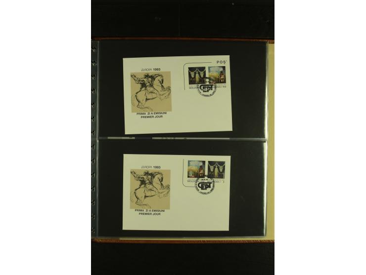 1993, CEPT, kleine Spezialsammlung mit unzerteiltem Doppelbogen, ungezähnten Zusammendrucken etc.