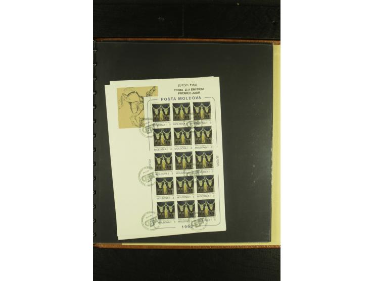 1993, CEPT, kleine Spezialsammlung mit unzerteiltem Doppelbogen, ungezähnten Zusammendrucken etc.
