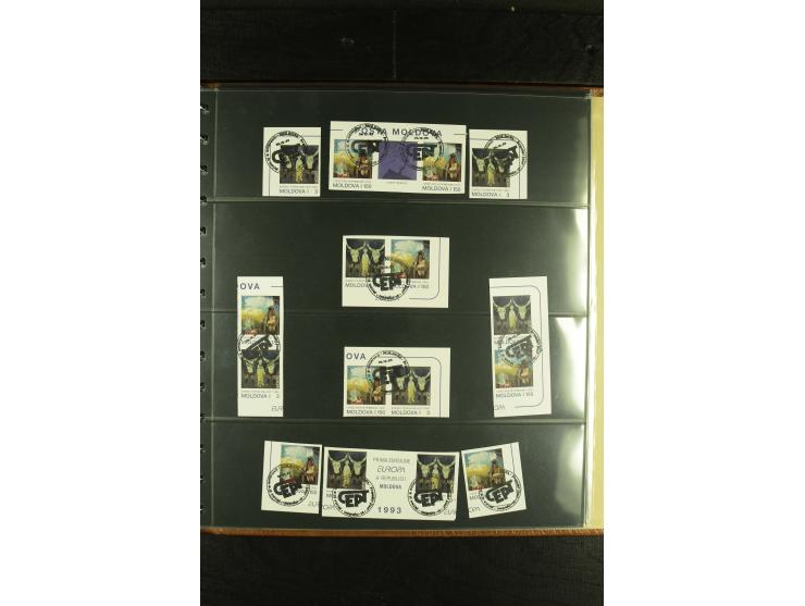 1993, CEPT, kleine Spezialsammlung mit unzerteiltem Doppelbogen, ungezähnten Zusammendrucken etc.