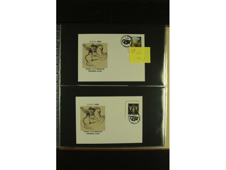 1993, CEPT, kleine Spezialsammlung mit unzerteiltem Doppelbogen, ungezähnten Zusammendrucken etc.