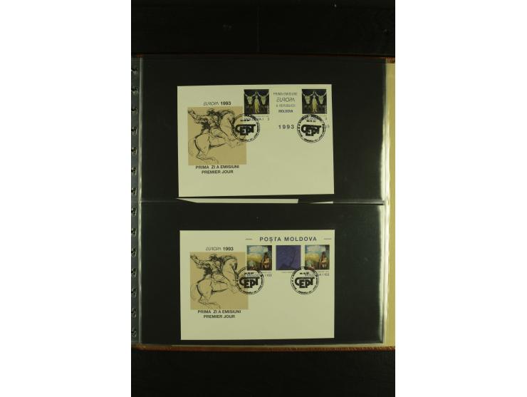 1993, CEPT, kleine Spezialsammlung mit unzerteiltem Doppelbogen, ungezähnten Zusammendrucken etc.