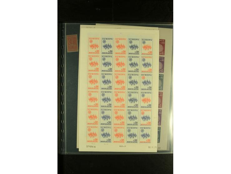 1966/73, CEPT-Ausgaben 1966-67 und 1970-73 jeweils im ungezähnten Farbprobedruck-Bogen, 1966 2 verschiedene, postfrisch, insg