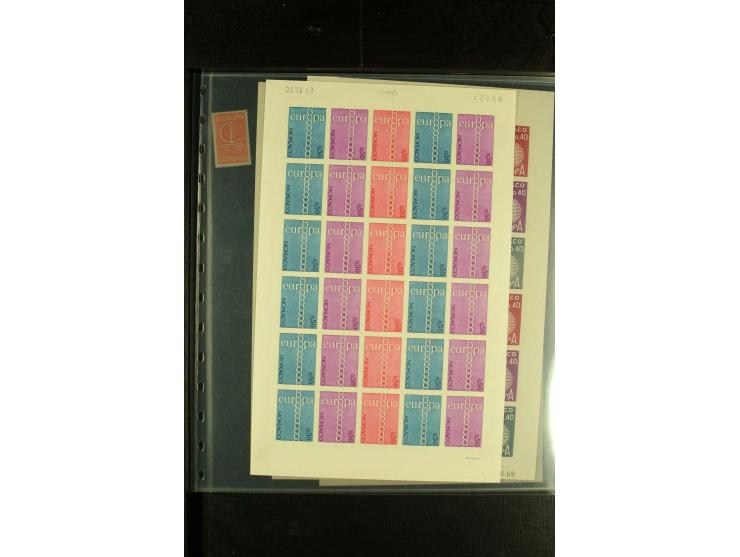 1966/73, CEPT-Ausgaben 1966-67 und 1970-73 jeweils im ungezähnten Farbprobedruck-Bogen, 1966 2 verschiedene, postfrisch, insg