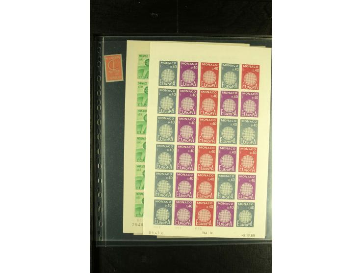 1966/73, CEPT-Ausgaben 1966-67 und 1970-73 jeweils im ungezähnten Farbprobedruck-Bogen, 1966 2 verschiedene, postfrisch, insg