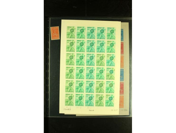 1966/73, CEPT-Ausgaben 1966-67 und 1970-73 jeweils im ungezähnten Farbprobedruck-Bogen, 1966 2 verschiedene, postfrisch, insg