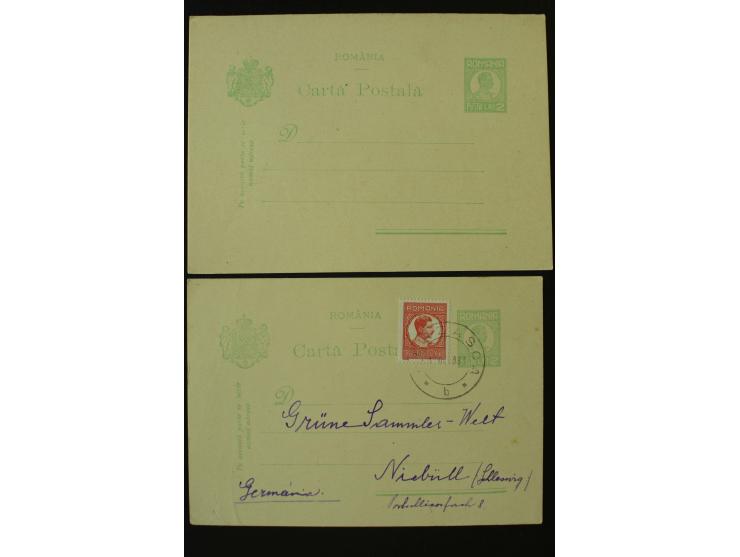1873/1940 (ca.), etwa 200 ungebrauchte und gebrauchte Ganzsachen, viel Auslandspost, Zufrankaturen, etc.