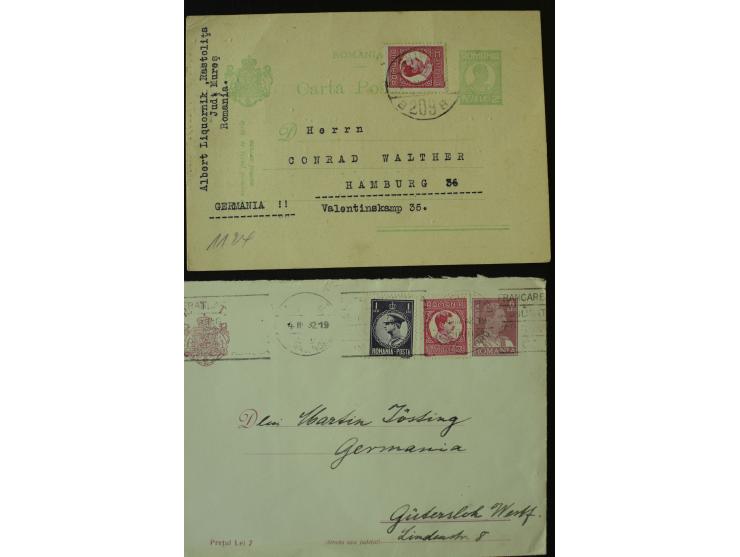 1873/1940 (ca.), etwa 200 ungebrauchte und gebrauchte Ganzsachen, viel Auslandspost, Zufrankaturen, etc.