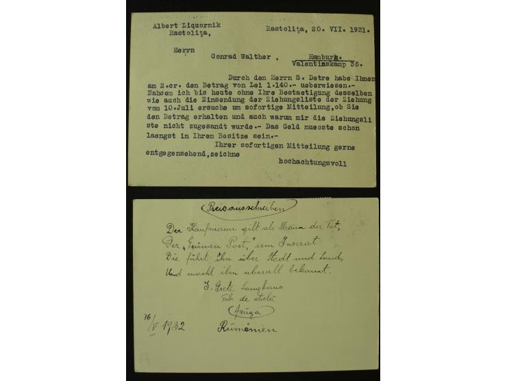1873/1940 (ca.), etwa 200 ungebrauchte und gebrauchte Ganzsachen, viel Auslandspost, Zufrankaturen, etc.