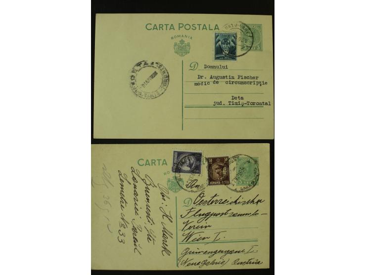 1873/1940 (ca.), etwa 200 ungebrauchte und gebrauchte Ganzsachen, viel Auslandspost, Zufrankaturen, etc.