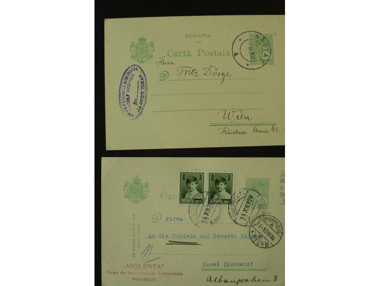 1873/1940 (ca.), etwa 200 ungebrauchte und gebrauchte Ganzsachen, viel Auslandspost, Zufrankaturen, etc.