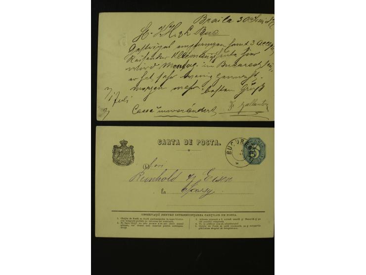 1873/1940 (ca.), etwa 200 ungebrauchte und gebrauchte Ganzsachen, viel Auslandspost, Zufrankaturen, etc.