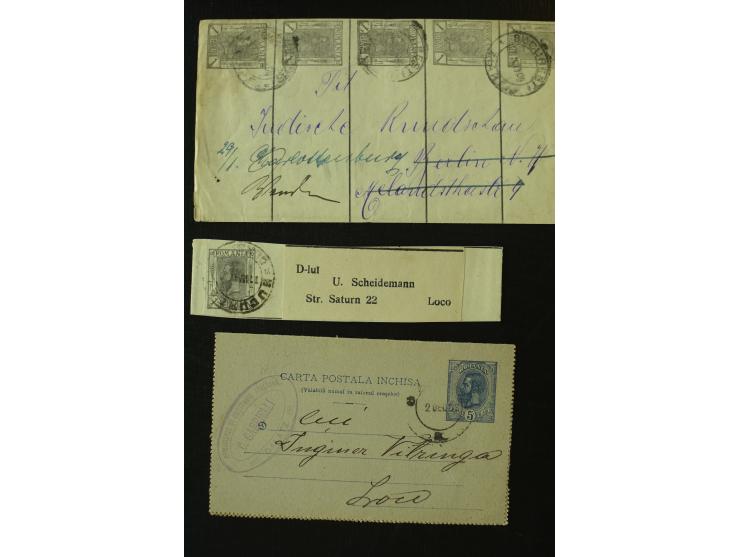 1873/1940 (ca.), etwa 200 ungebrauchte und gebrauchte Ganzsachen, viel Auslandspost, Zufrankaturen, etc.