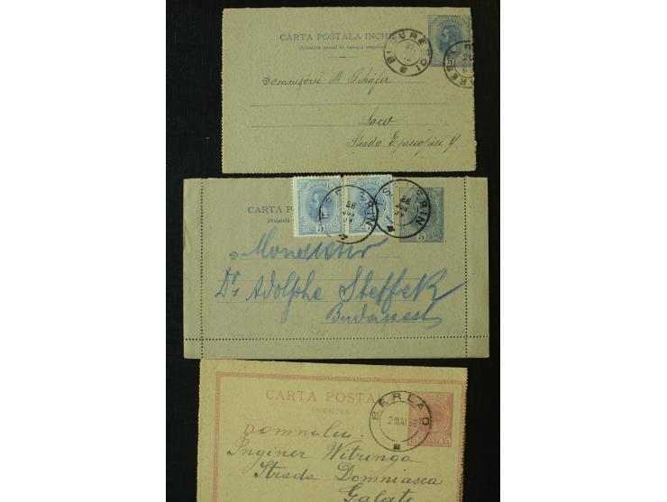 1873/1940 (ca.), etwa 200 ungebrauchte und gebrauchte Ganzsachen, viel Auslandspost, Zufrankaturen, etc.