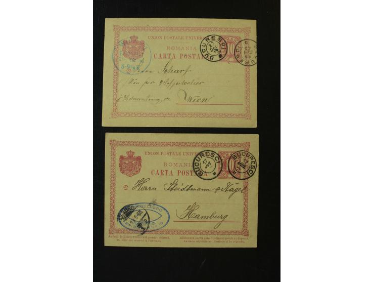1873/1940 (ca.), etwa 200 ungebrauchte und gebrauchte Ganzsachen, viel Auslandspost, Zufrankaturen, etc.