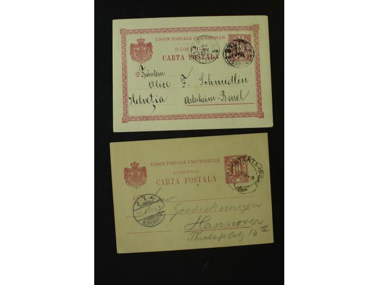 1873/1940 (ca.), etwa 200 ungebrauchte und gebrauchte Ganzsachen, viel Auslandspost, Zufrankaturen, etc.