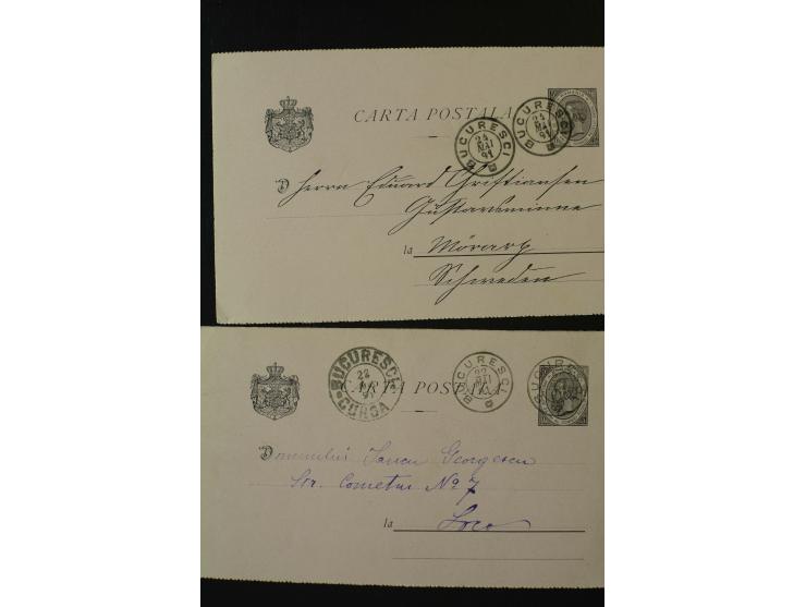 1873/1940 (ca.), etwa 200 ungebrauchte und gebrauchte Ganzsachen, viel Auslandspost, Zufrankaturen, etc.