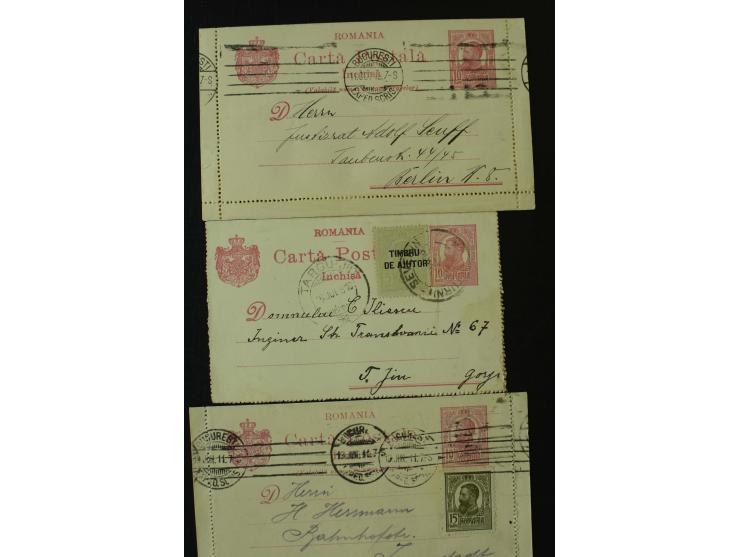 1873/1940 (ca.), etwa 200 ungebrauchte und gebrauchte Ganzsachen, viel Auslandspost, Zufrankaturen, etc.