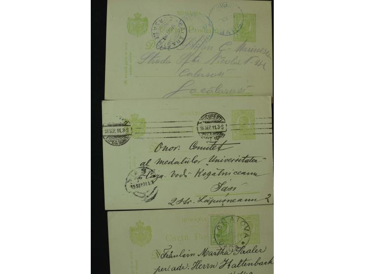 1873/1940 (ca.), etwa 200 ungebrauchte und gebrauchte Ganzsachen, viel Auslandspost, Zufrankaturen, etc.