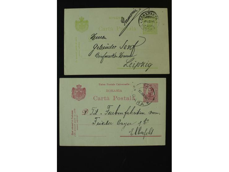 1873/1940 (ca.), etwa 200 ungebrauchte und gebrauchte Ganzsachen, viel Auslandspost, Zufrankaturen, etc.