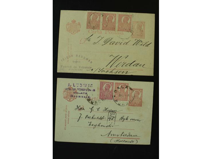 1873/1940 (ca.), etwa 200 ungebrauchte und gebrauchte Ganzsachen, viel Auslandspost, Zufrankaturen, etc.