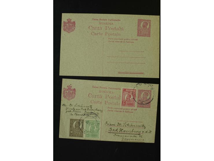 1873/1940 (ca.), etwa 200 ungebrauchte und gebrauchte Ganzsachen, viel Auslandspost, Zufrankaturen, etc.