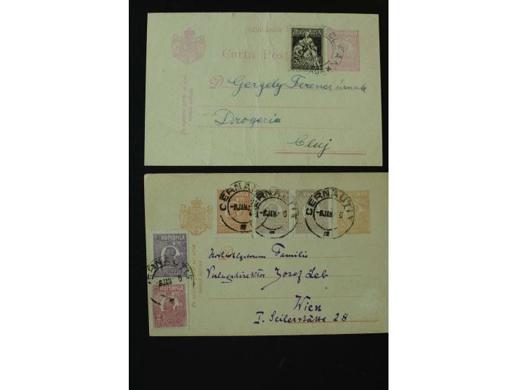 1873/1940 (ca.), etwa 200 ungebrauchte und gebrauchte Ganzsachen, viel Auslandspost, Zufrankaturen, etc.