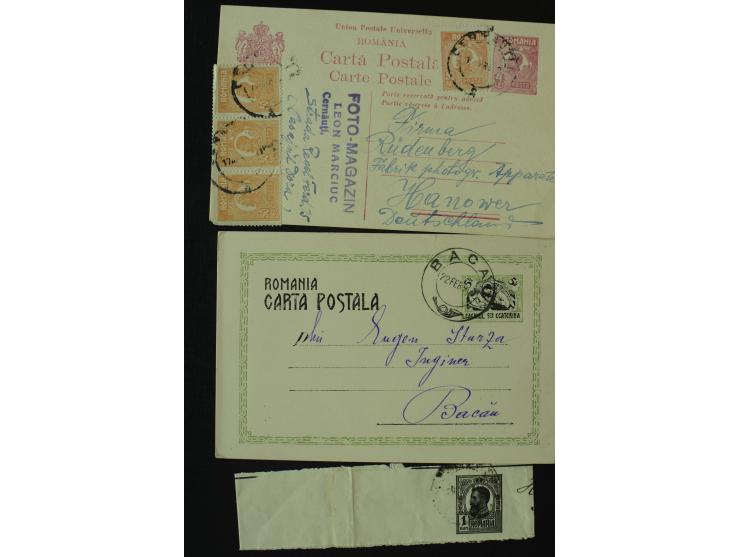 1873/1940 (ca.), etwa 200 ungebrauchte und gebrauchte Ganzsachen, viel Auslandspost, Zufrankaturen, etc.