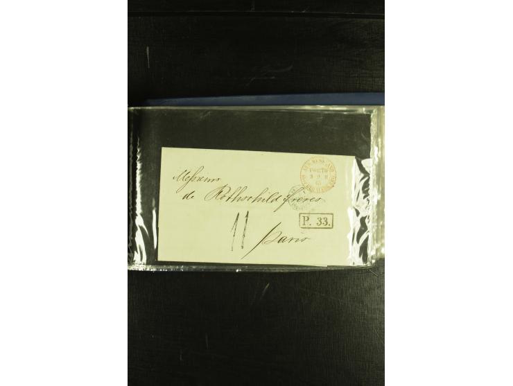 1801/1870, Partie mit über 40 Vorpihla und markenlosen Briefen, meist Auslandspost mit diversen Transit- und Tax-Stempeln, vi