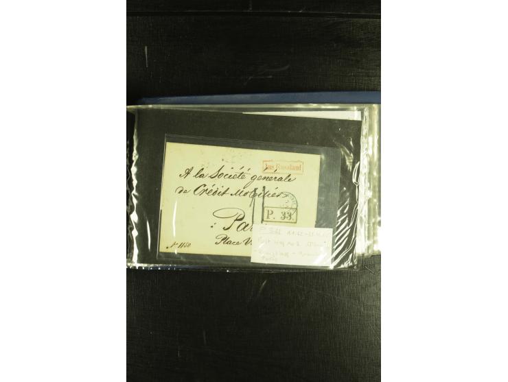 1801/1870, Partie mit über 40 Vorpihla und markenlosen Briefen, meist Auslandspost mit diversen Transit- und Tax-Stempeln, vi