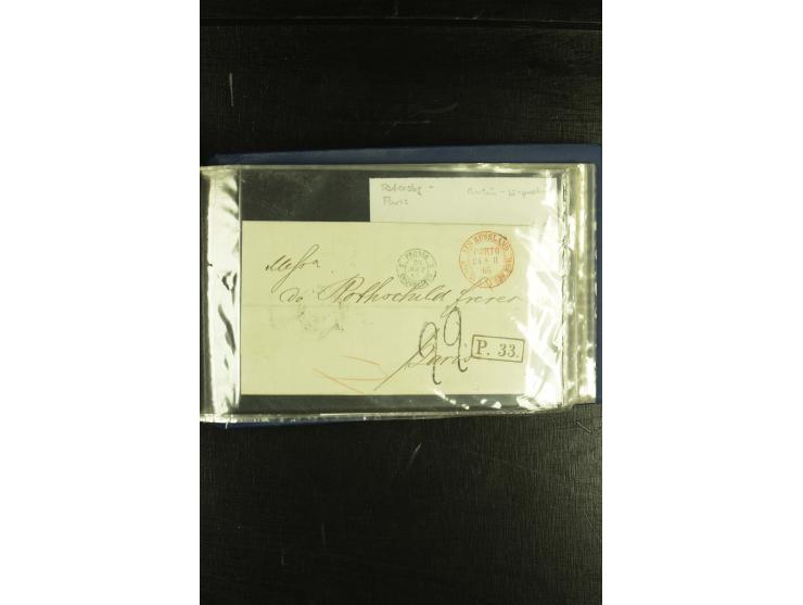 1801/1870, Partie mit über 40 Vorpihla und markenlosen Briefen, meist Auslandspost mit diversen Transit- und Tax-Stempeln, vi