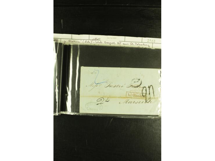 1801/1870, Partie mit über 40 Vorpihla und markenlosen Briefen, meist Auslandspost mit diversen Transit- und Tax-Stempeln, vi