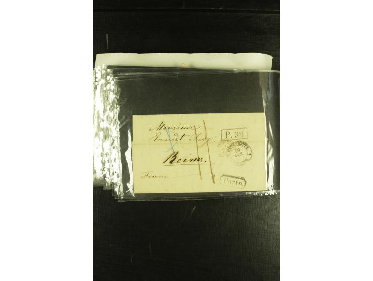 1801/1870, Partie mit über 40 Vorpihla und markenlosen Briefen, meist Auslandspost mit diversen Transit- und Tax-Stempeln, vi
