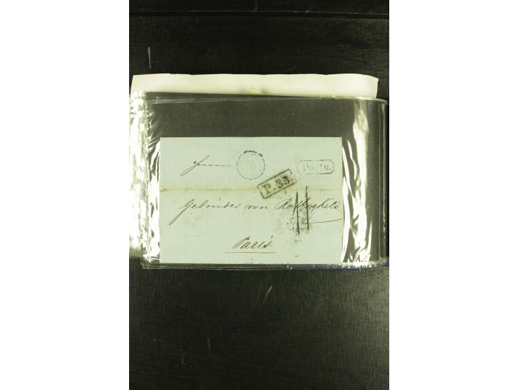 1801/1870, Partie mit über 40 Vorpihla und markenlosen Briefen, meist Auslandspost mit diversen Transit- und Tax-Stempeln, vi